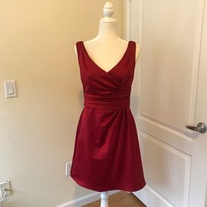 Davids Bridal Satin Bridesmaid Dress Red Wine sz 8